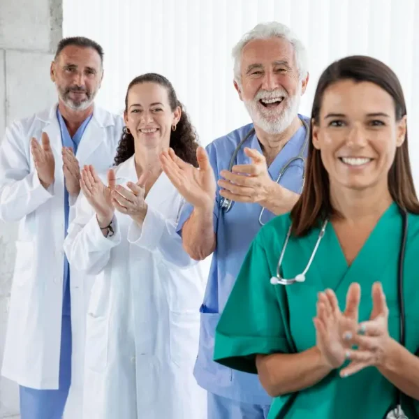 close up medical team ready work