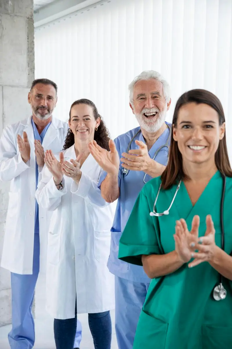 close up medical team ready work